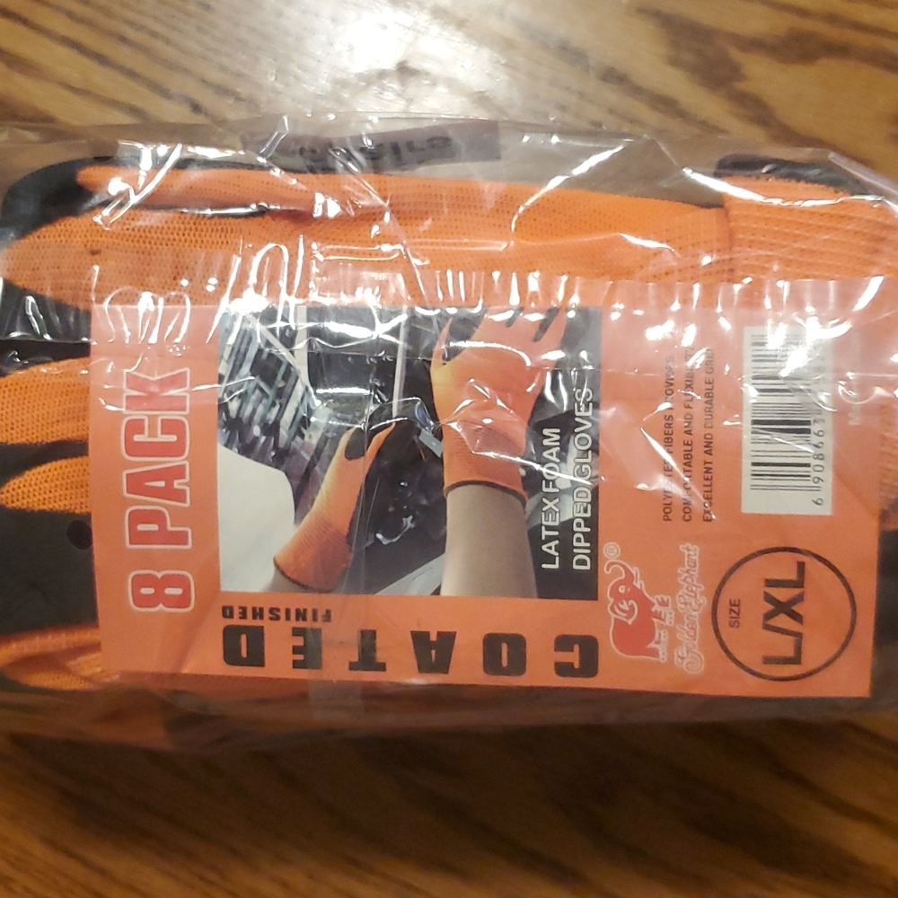 Working latex foam dipped Gloves 8 Pairs XSmall/Small - Small/Medium - Large/XL